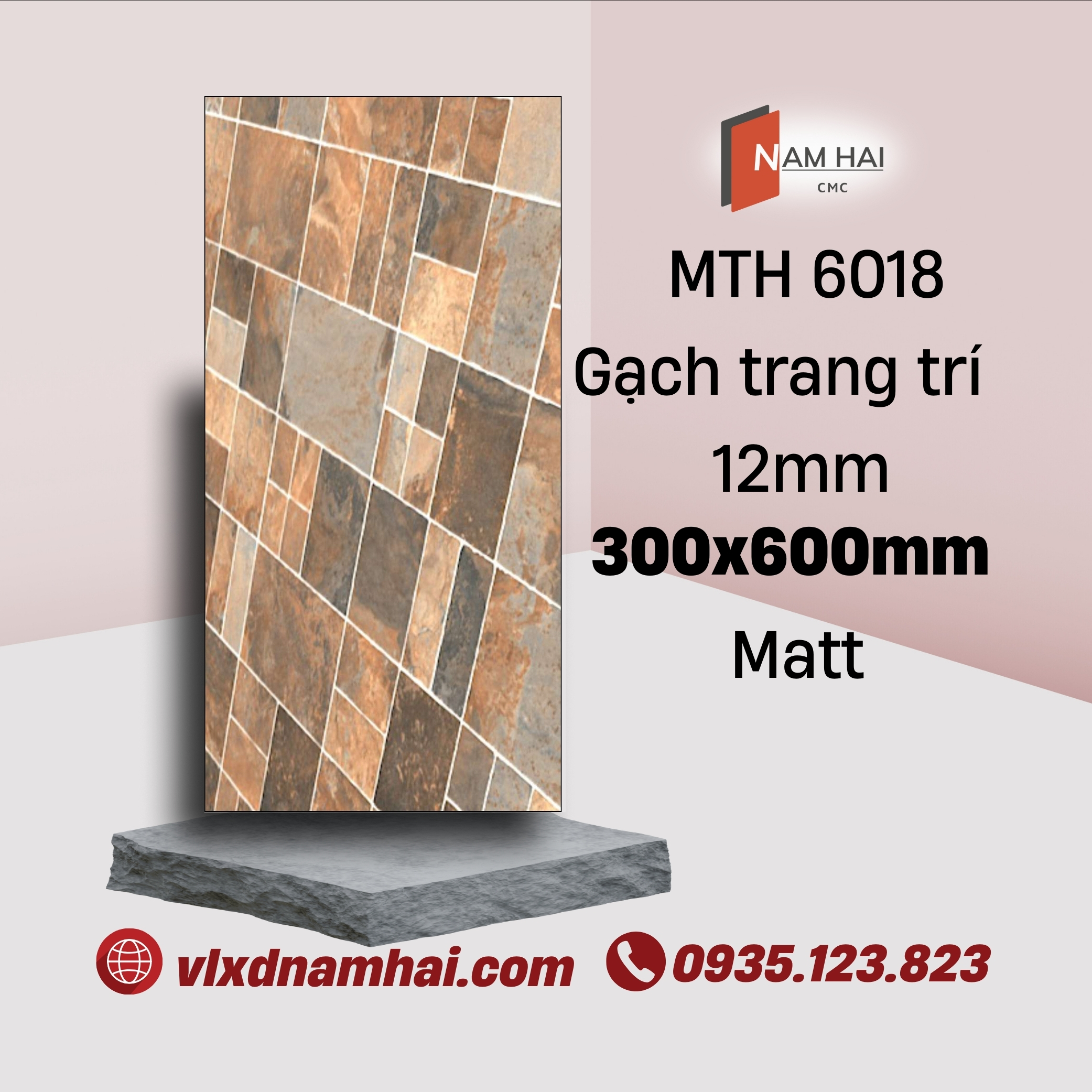 Gạch Trang Trí Ấn Độ MTH 6018 12mm 4 Kích thước 300x600mm cùng độ dày 12mm tạo sự thuận lợi trong việc thi công và tạo nên sự đồng nhất trong tổng thể không gian. Gạch có thể sử dụng cho nhiều kiểu không gian khác nhau từ nhà ở, văn phòng đến các công trình xây dựng kiến trúc khác.